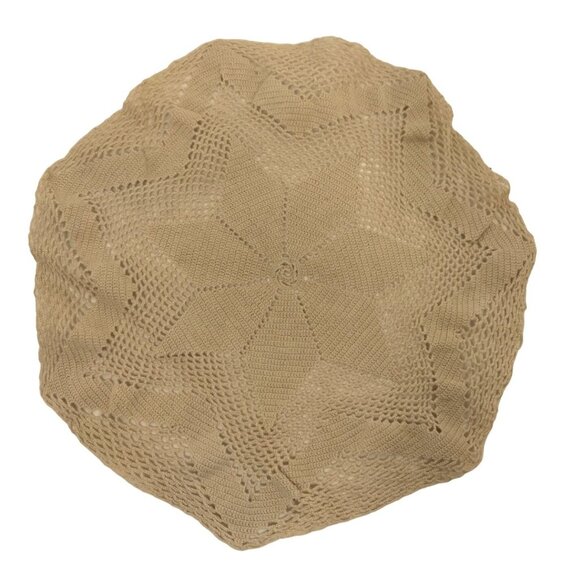 Doily Beige Star Hand Crocheted Round Octagon Grannycore Vintage 12 inch - Picture 1 of 4